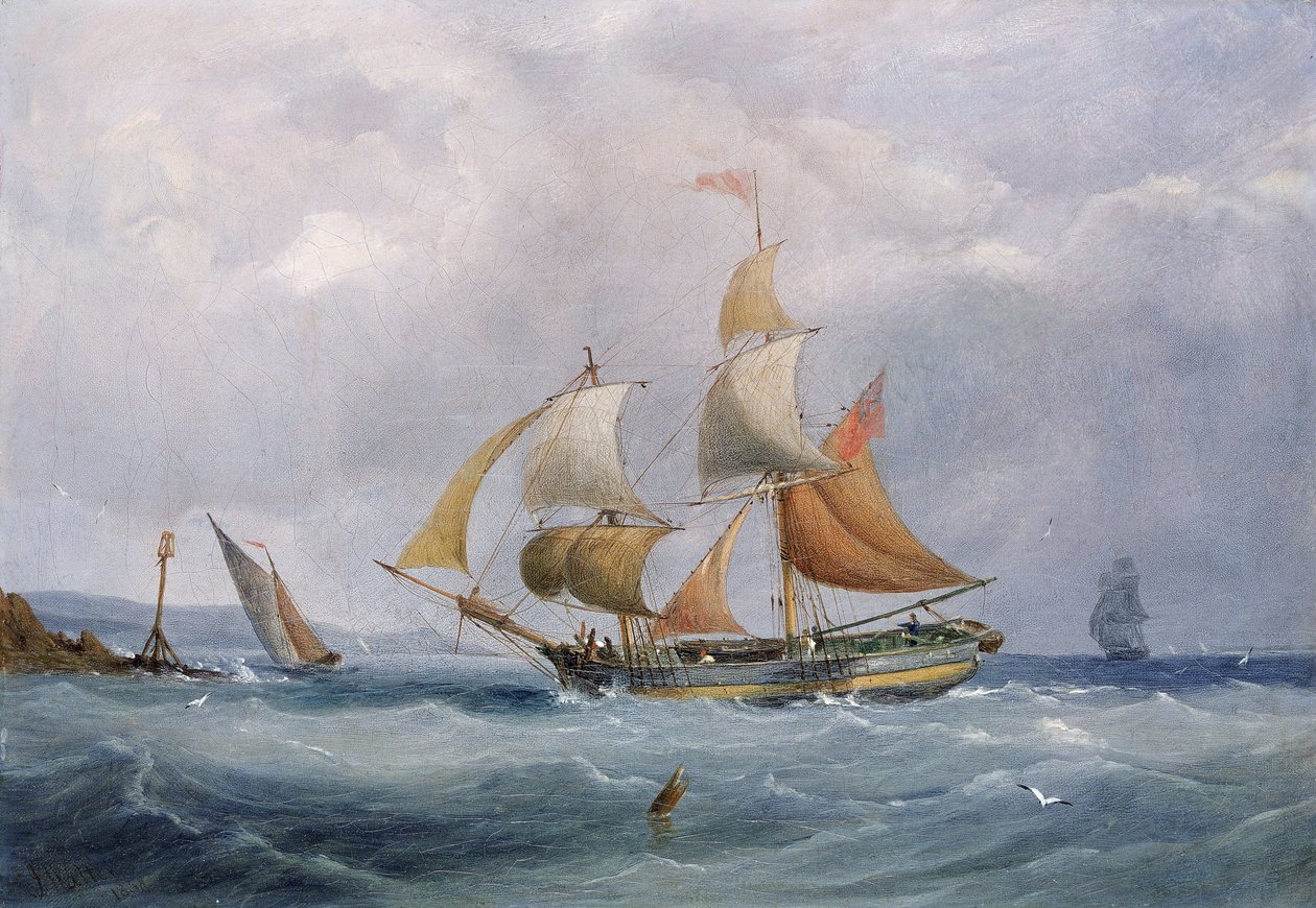 Un bergantín comercial entrando en la desembocadura del Avon, en Bristol (Inglaterra). Óleo sobre lienzo de Joseph Walter