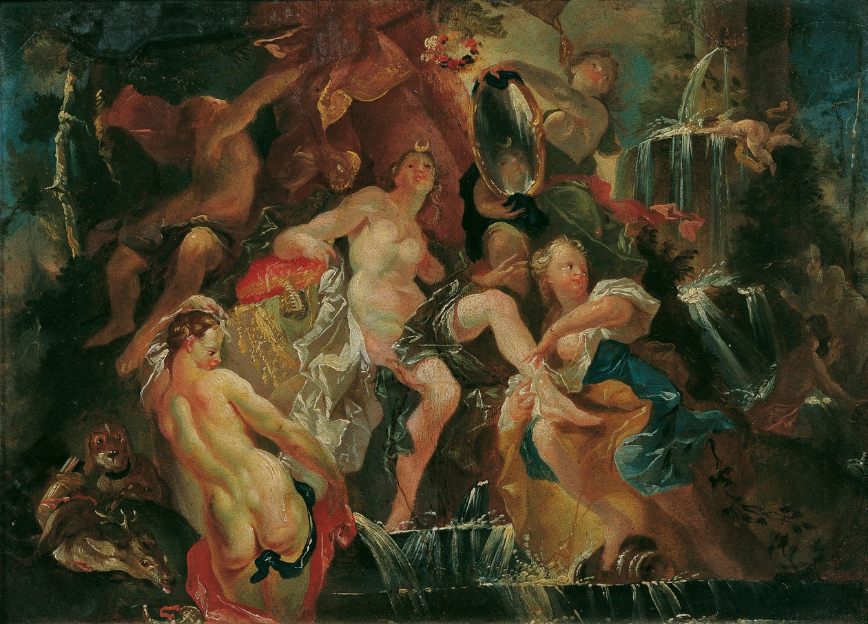 El Baño de Diana (Reverso: La Educación del Niño Baco) de Joseph Winterhalder d. J.