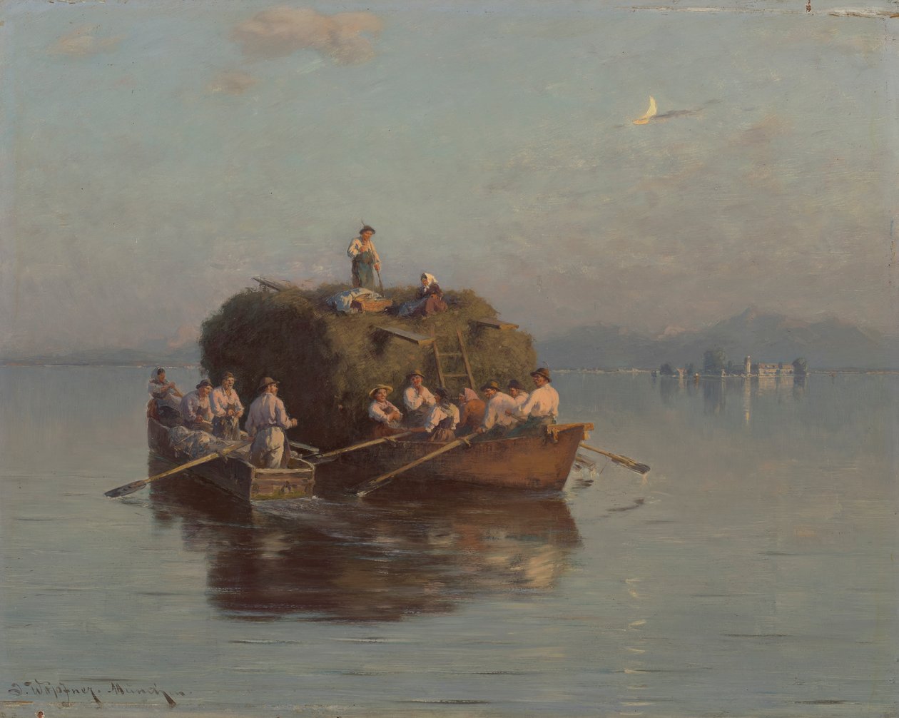 Barco de heno en el Chiemsee de Joseph Wopfner