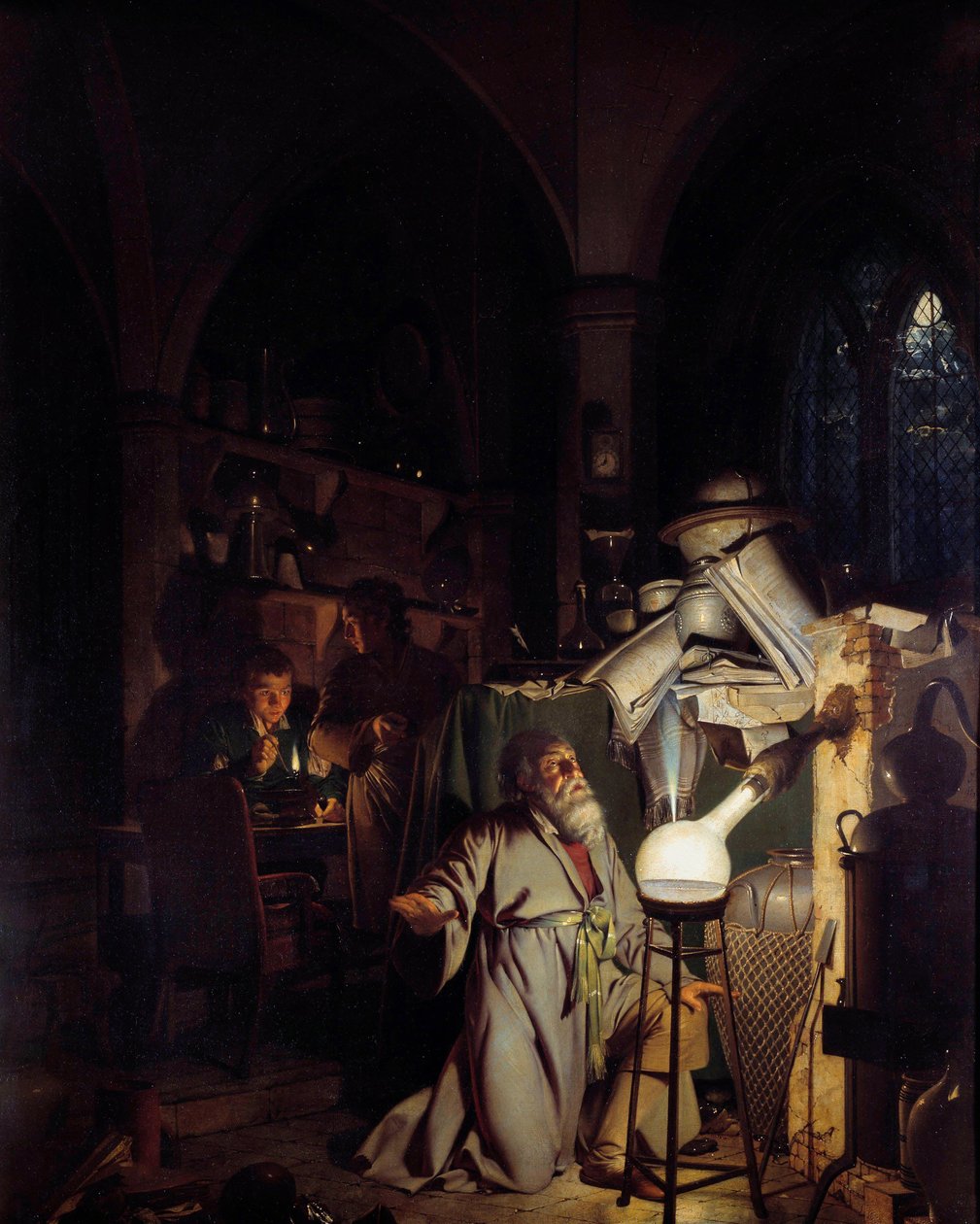 Alquimista intentando descubrir la piedra filosofal de Joseph Wright of Derby
