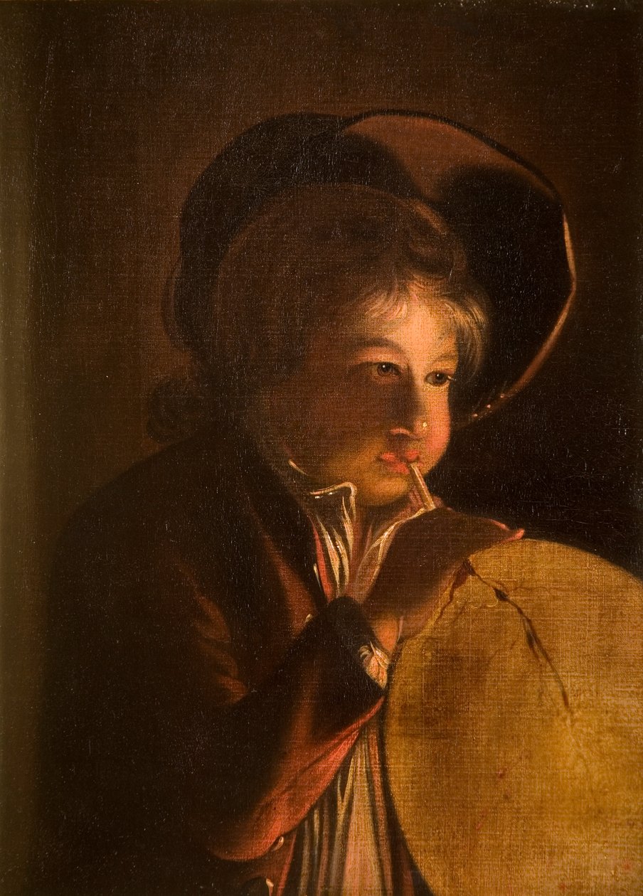 Niño soplando una vejiga a la luz de las velas de Joseph Wright of Derby