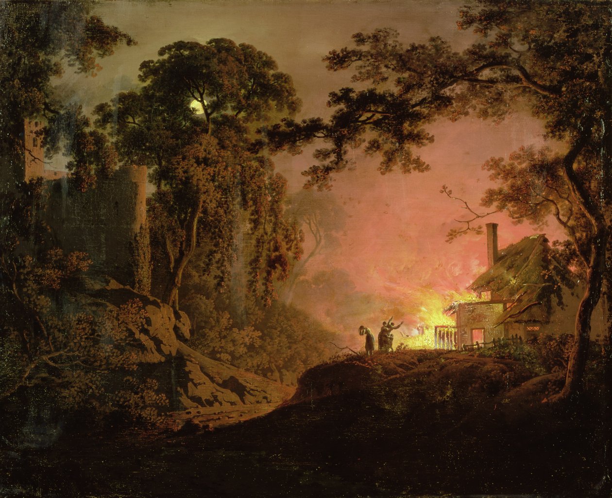 Cabaña en llamas de Joseph Wright of Derby