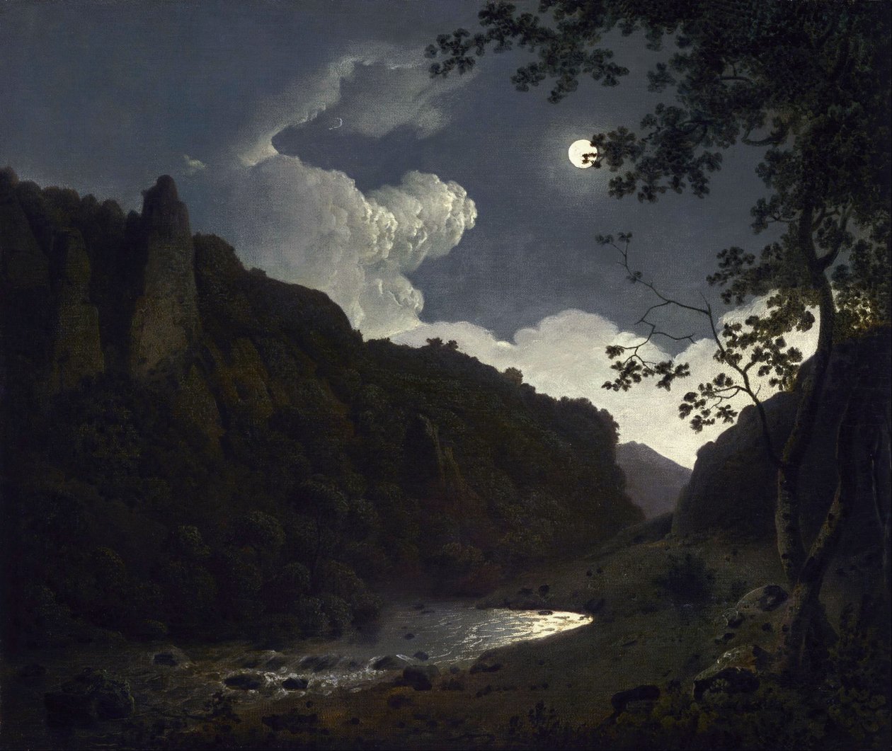Dovedale a la luz de la luna de Joseph Wright of Derby