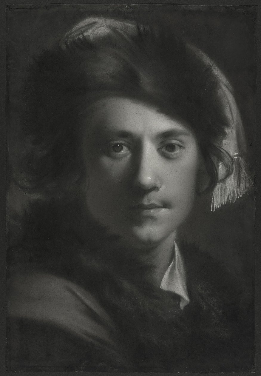 Autorretrato con gorro de piel de Joseph Wright of Derby