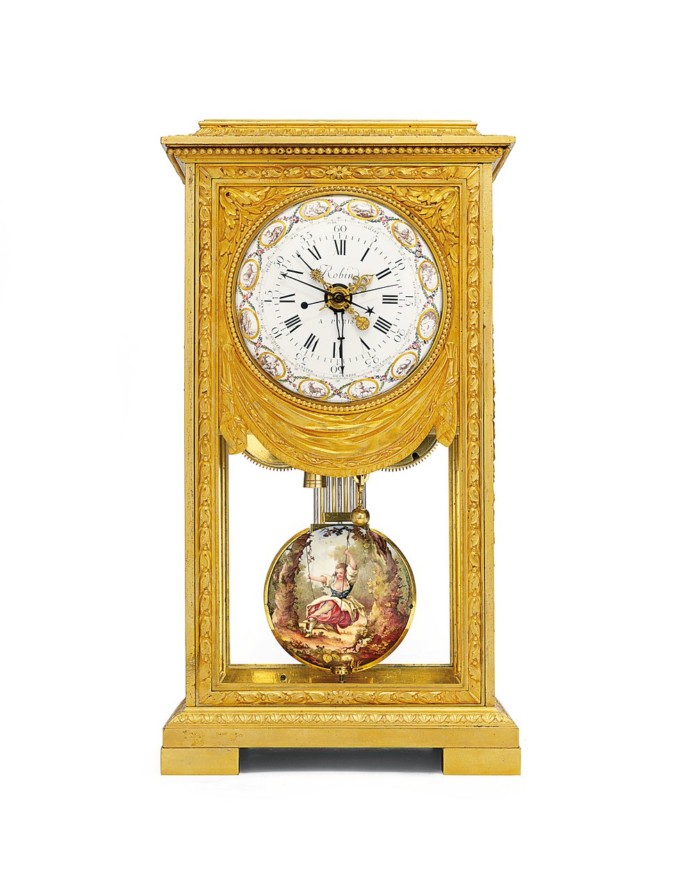 Regulador de chimenea de tiempo medio y solar de Luis XVI con remontoire de Joseph and Robin Robert  Coteau