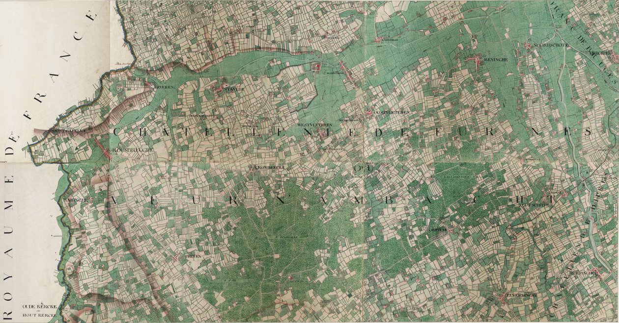 Inglés:  Mapa de Stavele - Roesbrugge-Haringe (Stavele), Bélgica por Joseph de Ferraris (1726 - 1814) de Joseph de Ferraris