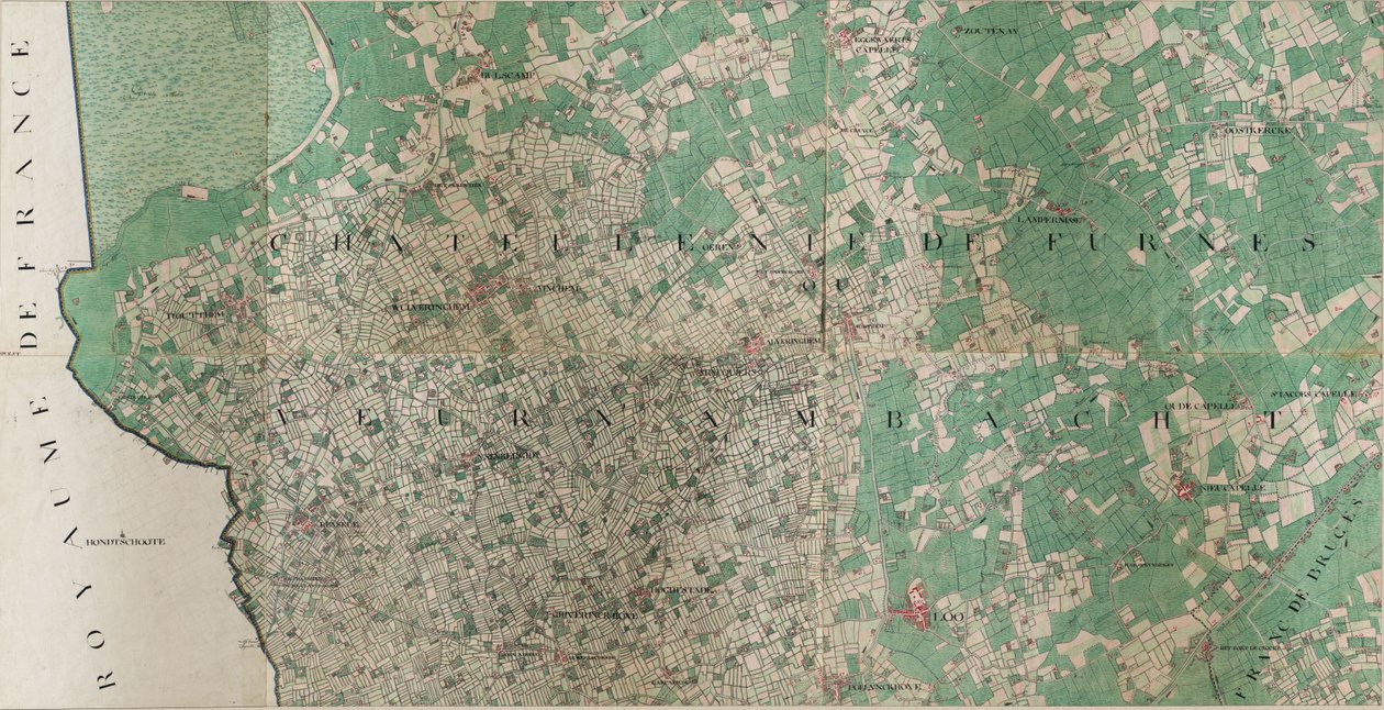 Mapa de Loo - Lo, Bélgica por Joseph de Ferraris (1726 - 1814) de Joseph de Ferraris