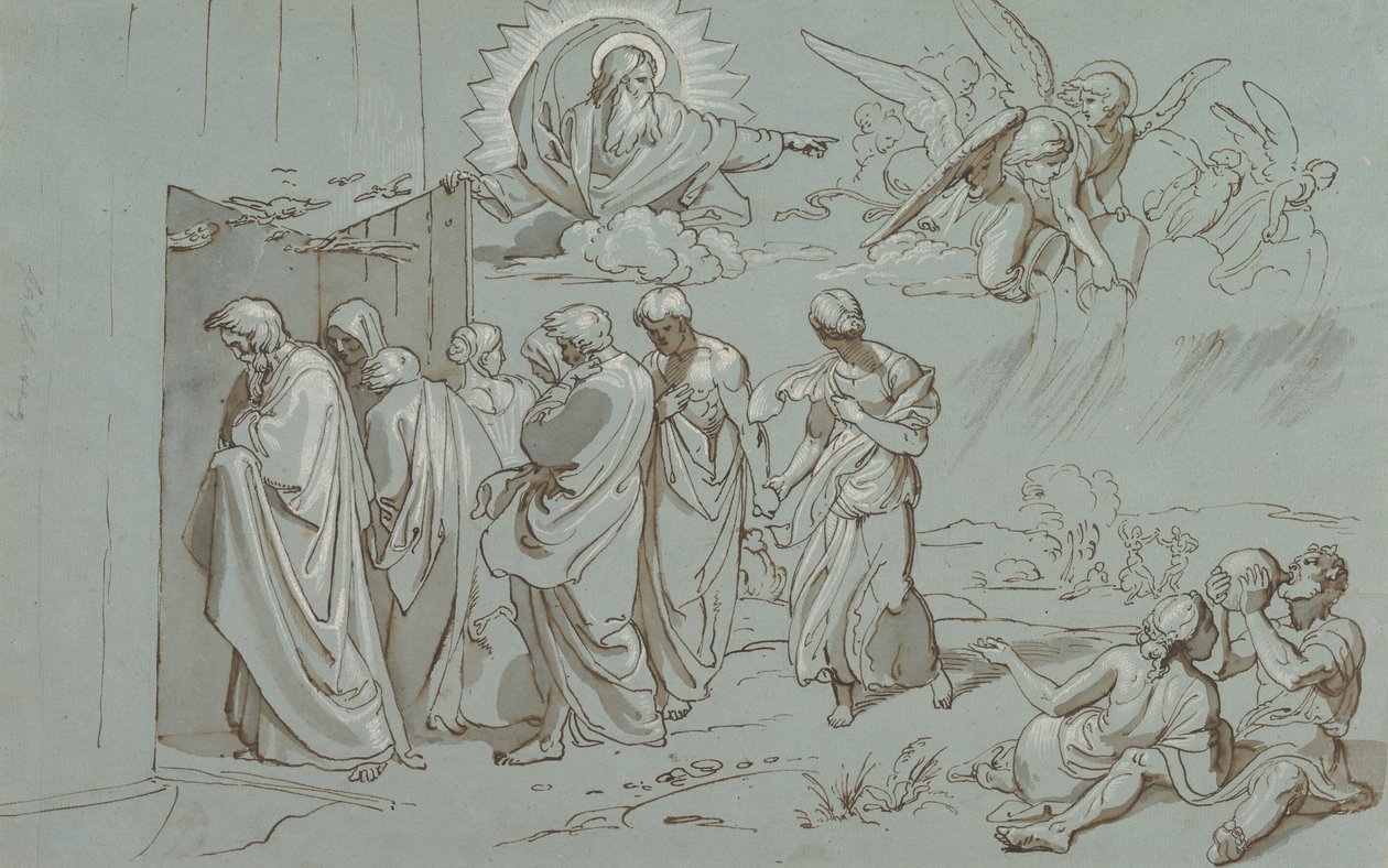 Dios llama a Noé y su familia al arca, 1827 de Joseph von Fuhrich