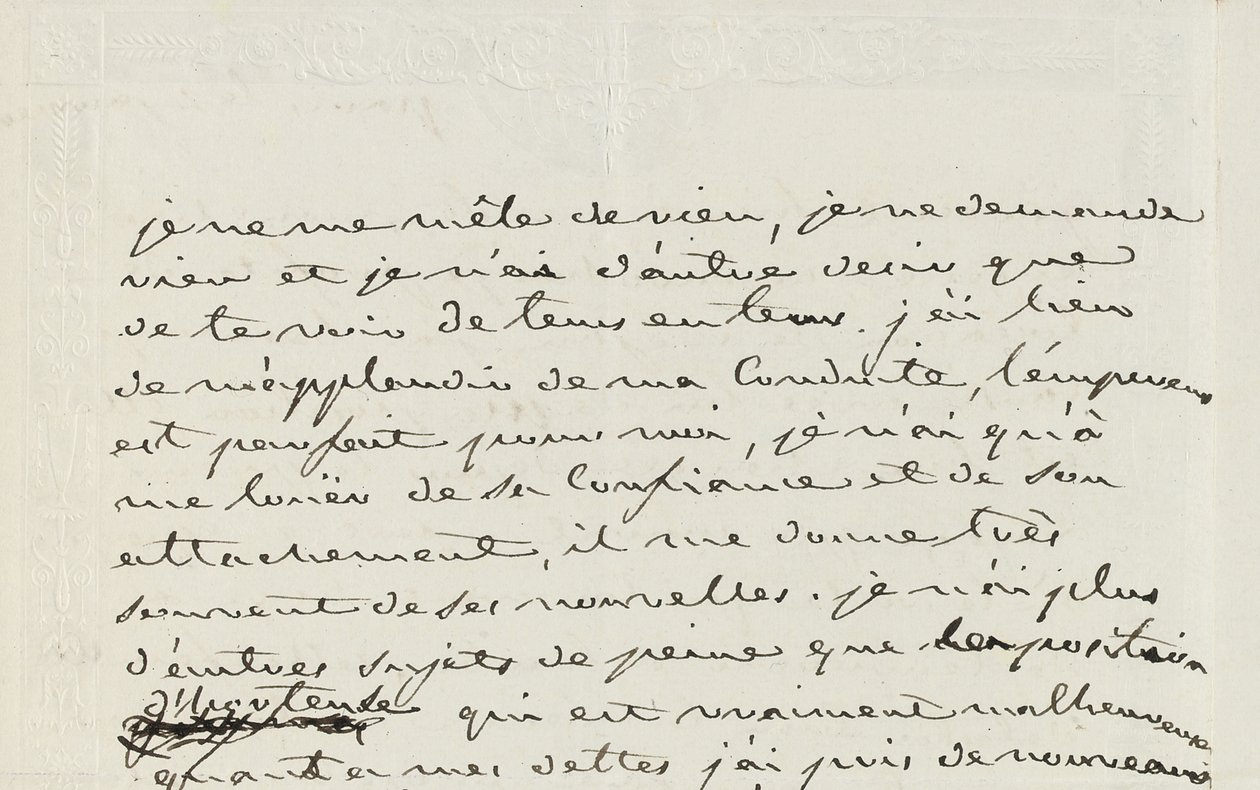 Carta autógrafa a Eugene de Beauharnais, París, 2 de enero de 1809 de Josephine de Beauharnais