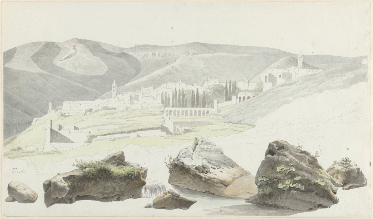 Paisaje y paisaje urbano cerca de Tivoli de Josephus Augustus Knip