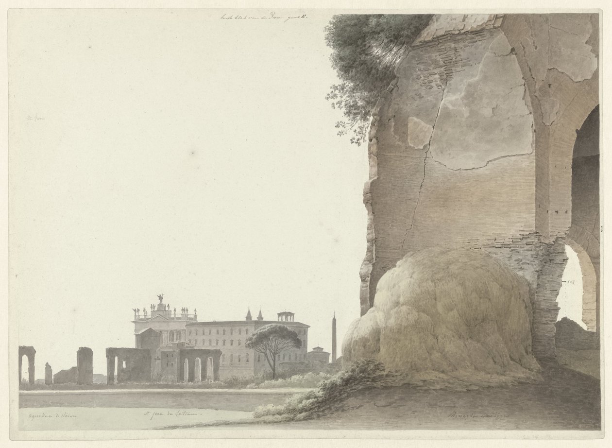 La basílica de San Juan de Letrán, con el templo de Minerva Médica en primer plano
La iglesia de San Giovanni in Laterano, con el templo de Minerva Medica en primer plano a la derecha, en Roma de Josephus Augustus Knip