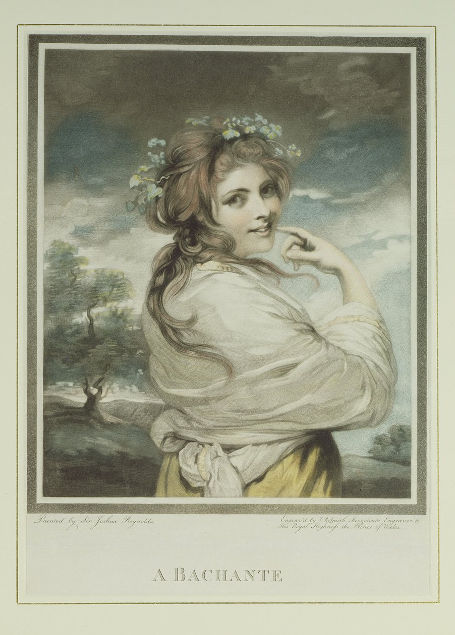 Una Bacante, grabado y publicado por John Raphael Smith, 1784 de Joshua Reynolds