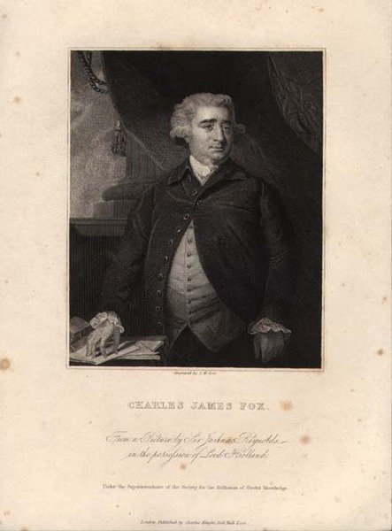Charles James Fox (1749-1806), grabado por John William Cook de Joshua (after) Reynolds