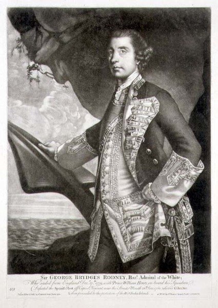 Retrato de Sir George Brydges Rodney (1719-92) Almirante del Blanco, grabado por William Dickinson publicado por Carington Bowles de Joshua (after) Reynolds