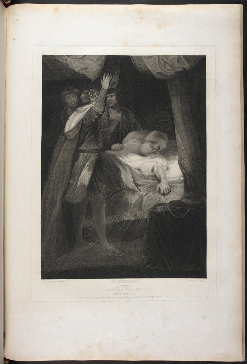 Segunda Parte del Rey Enrique VI acto III escena III- Rey Enrique, Salisbury y Warwick; el Cardenal en la cama de Joshua (after) Reynolds