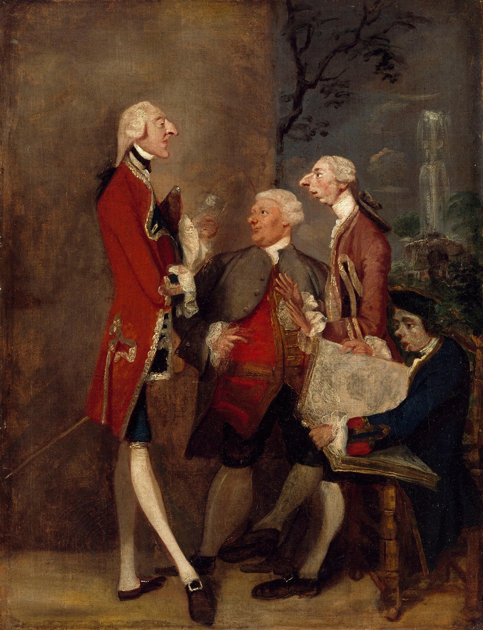 Karikatur von Thomas Brudenell, Baron Bruce, dem ehrenwerten John Ward, Joseph Leeson, später 2. Earl of Milltown, und Joseph Henry von Shafford de Joshua Reynolds