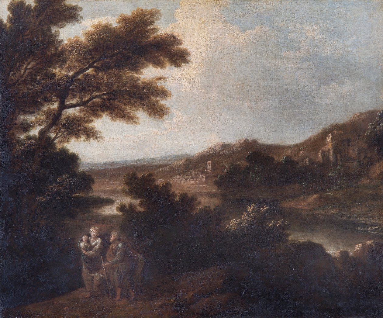 Paisaje con la Huida a Egipto (óleo sobre lienzo) de Joshua Reynolds