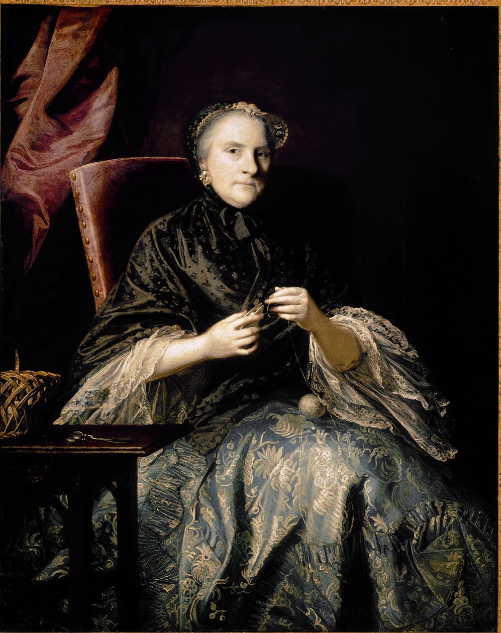 Retrato de Anne, segunda Condesa de Albemarle haciendo nudos de Joshua Reynolds