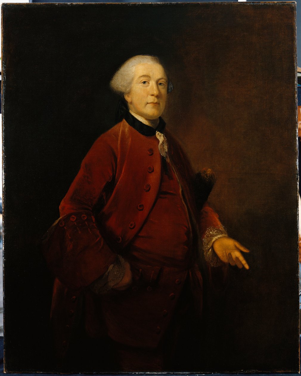 Retrato de George Ashby, de pie, tres cuartos de longitud, con chaqueta y chaleco de Joshua Reynolds