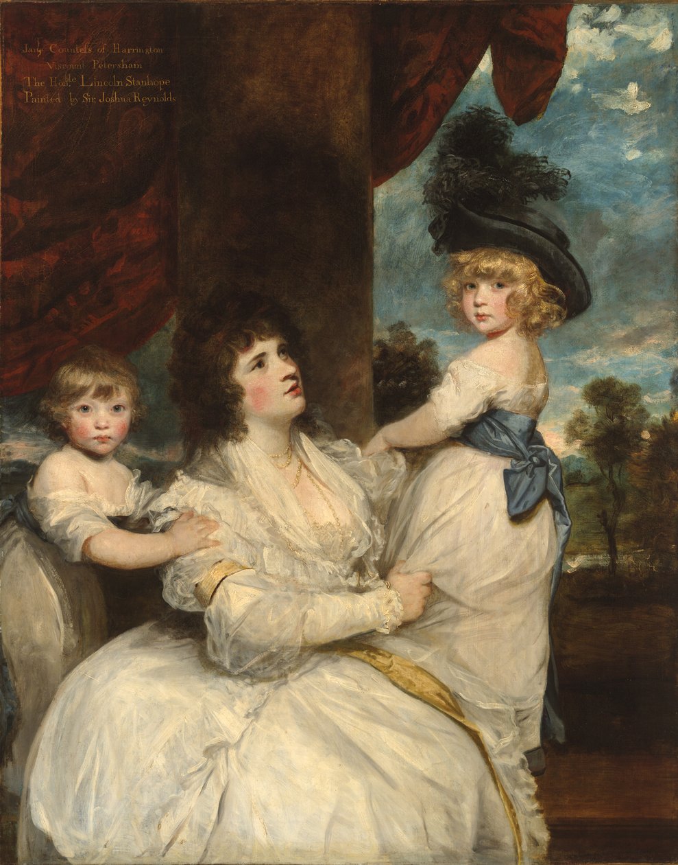 Retrato de Jane, condesa de Harrington, con sus hijos, el vizconde Petersham y el honorable Lincoln Stanhope de Joshua Reynolds