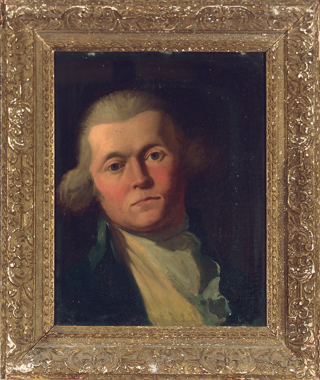 Retrato de un caballero, busto, con abrigo azul y chaleco amarillo de Joshua Reynolds