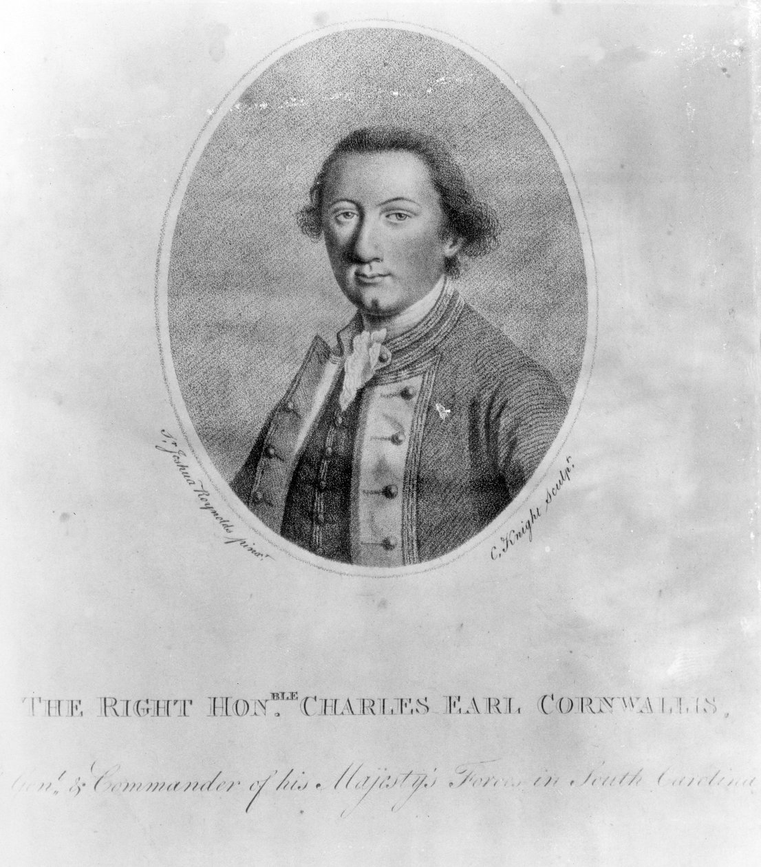El Muy Honorable Charles Earl Cornwallis, impresión hecha por C. Knight de Joshua Reynolds