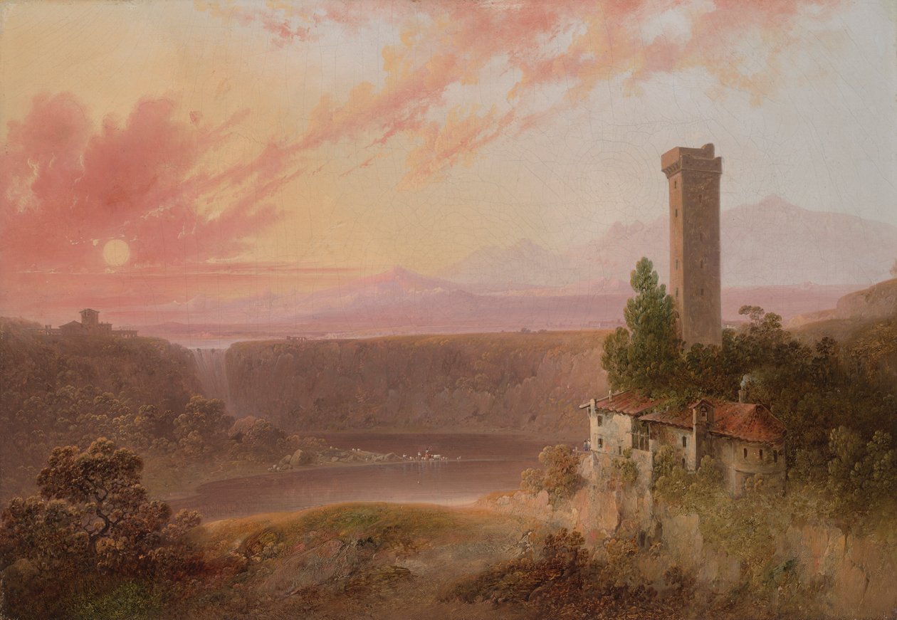 Vista del lago Nemi al atardecer de Joshua Shaw