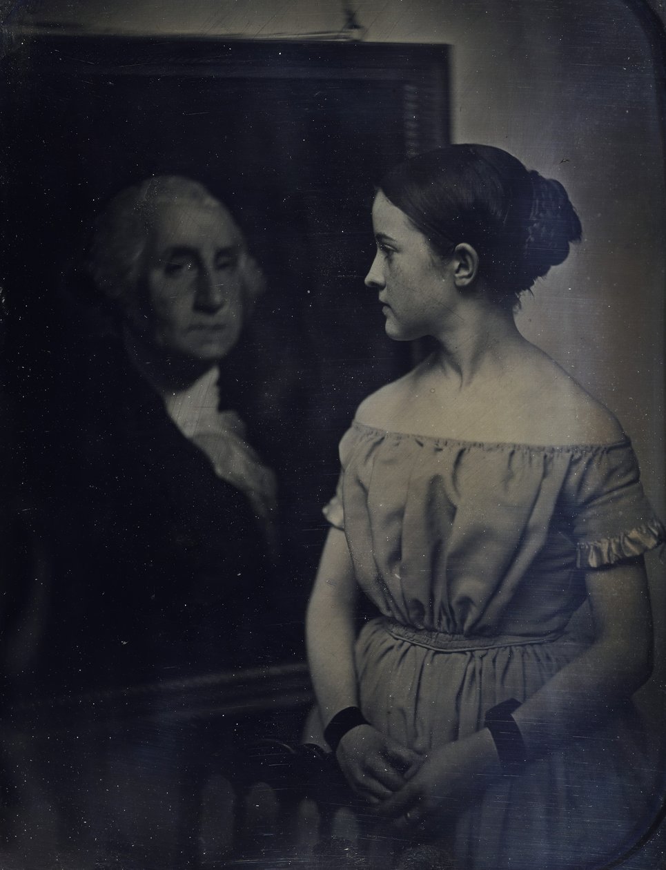 Niña con retrato de George Washington de Josiah Johnson Hawes, Albert Sands Southworth