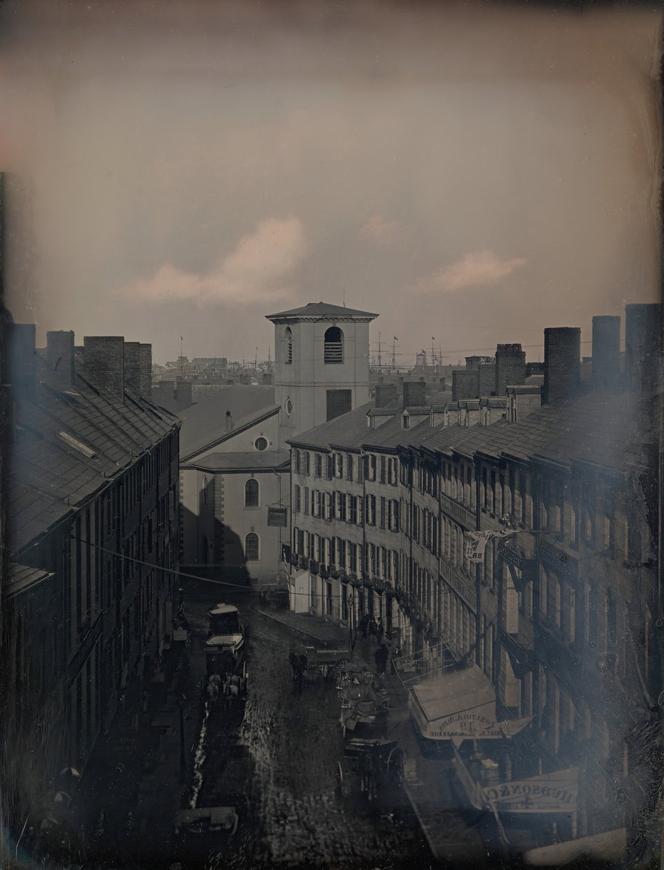 Vista hacia abajo de Brattle Street desde el estudio de Southworth & Hawes en 5 12 Tremont Row, Boston de Josiah Johnson Hawes, Albert Sands Southworth
