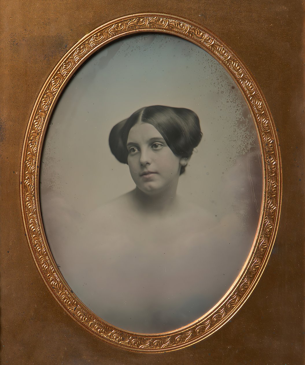 Joven con el cabello peinado en dos moños, 1850s de Josiah Johnson Hawes, Albert Sands Southworth