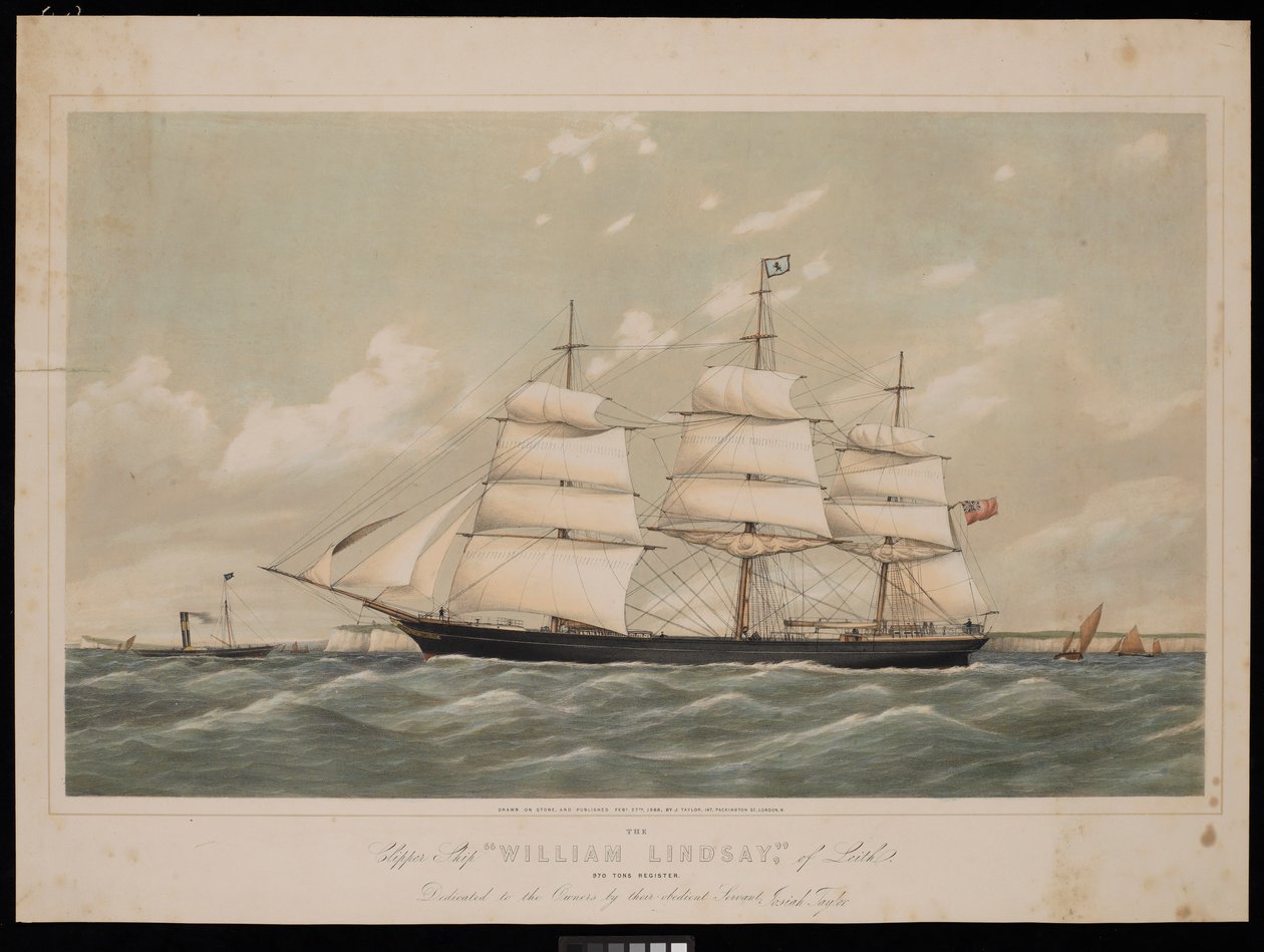 Registro del Clipper Ship Wiliam Lindsay de Leith de 970 toneladas..., 27 de febrero de 1868, de Josiah Taylor