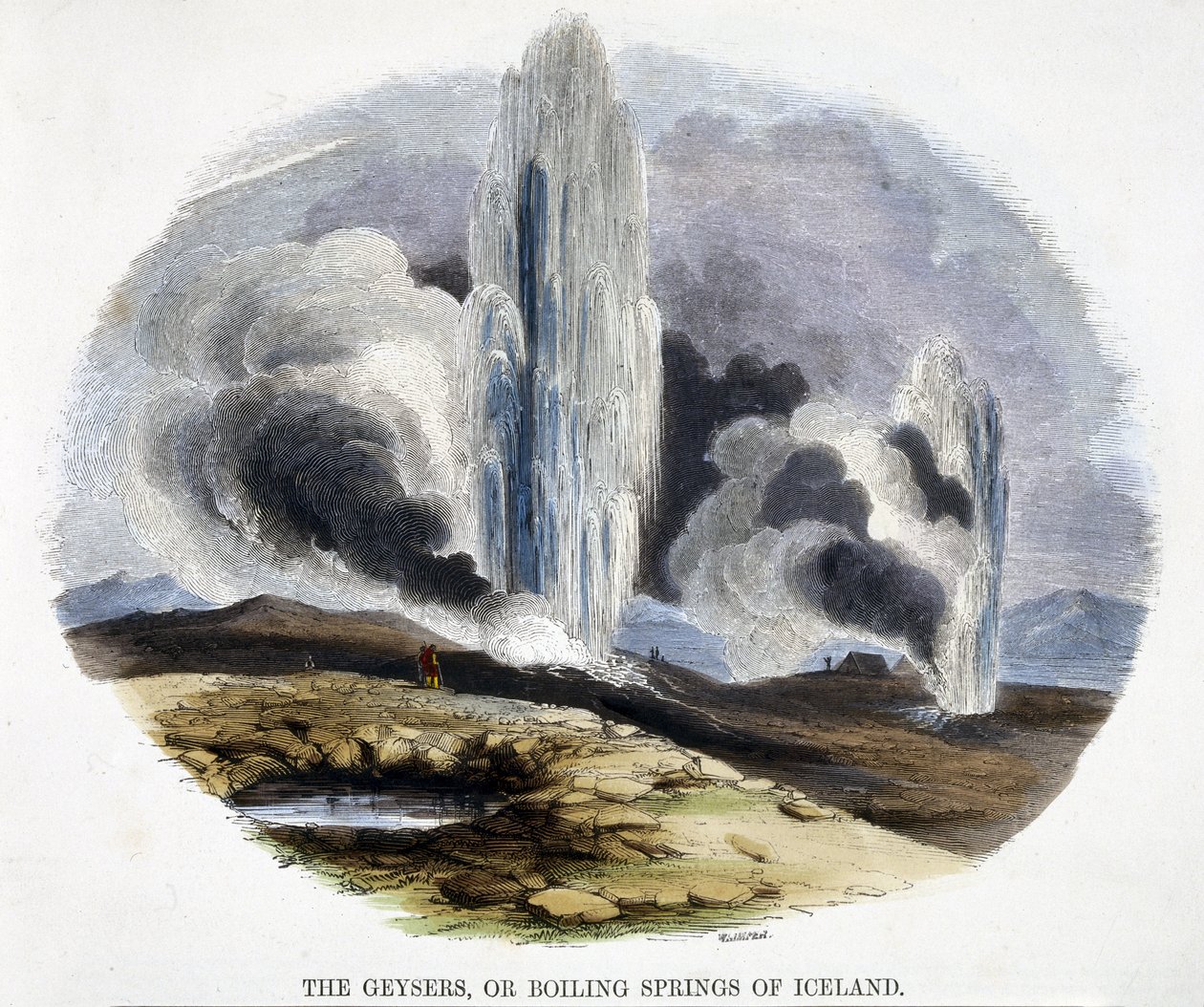 Los géiseres o manantiales de agua hirviendo de Islandia, de Fenómenos de la naturaleza, 1849 de Josiah Wood Whymper
