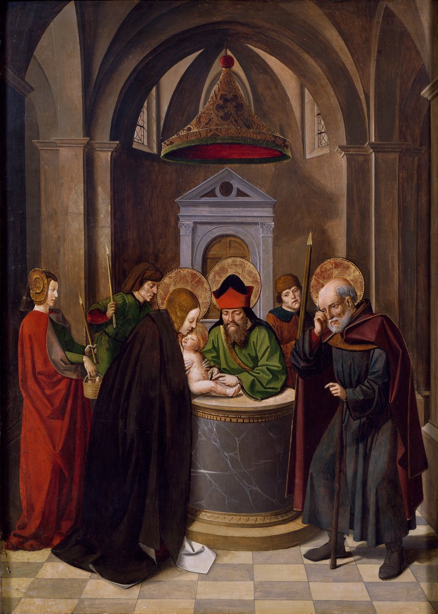 Circuncisión de Jesús, por Josse Lieferinxe (fallecido antes de 1508) de Josse (fl.1493 1508) Lieferinxe