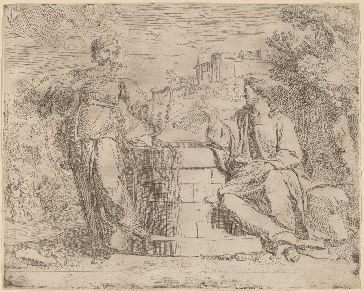Cristo y la Mujer Samaritana de Josse de Pape