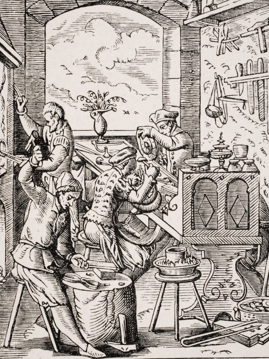 Orfebre, reproducción de un grabado en madera del siglo XVI por Jost Amman de Jost (after) Amman