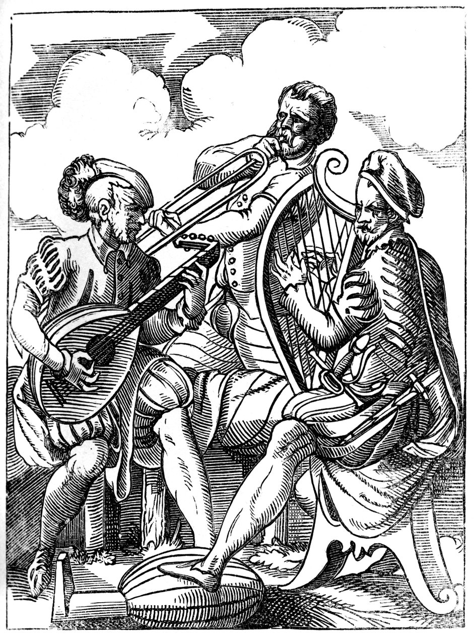 Un guitarrista, un laudista y un trombonista, siglo XVI, 1849 de Jost Amman