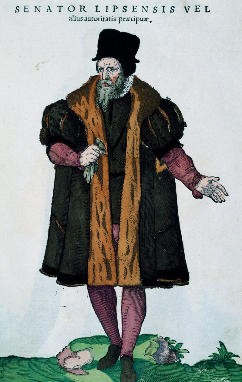 Senador de Leipzig, grabado de Habitus praecipuorum popularum de Jost Amman