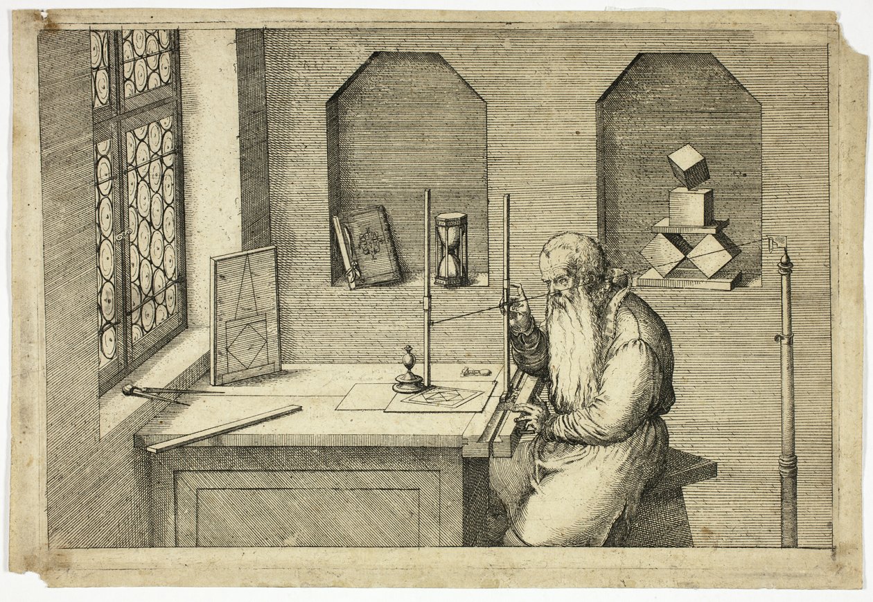 Retrato de Wenzel Jamnitzer en su estudio de Jost Amman