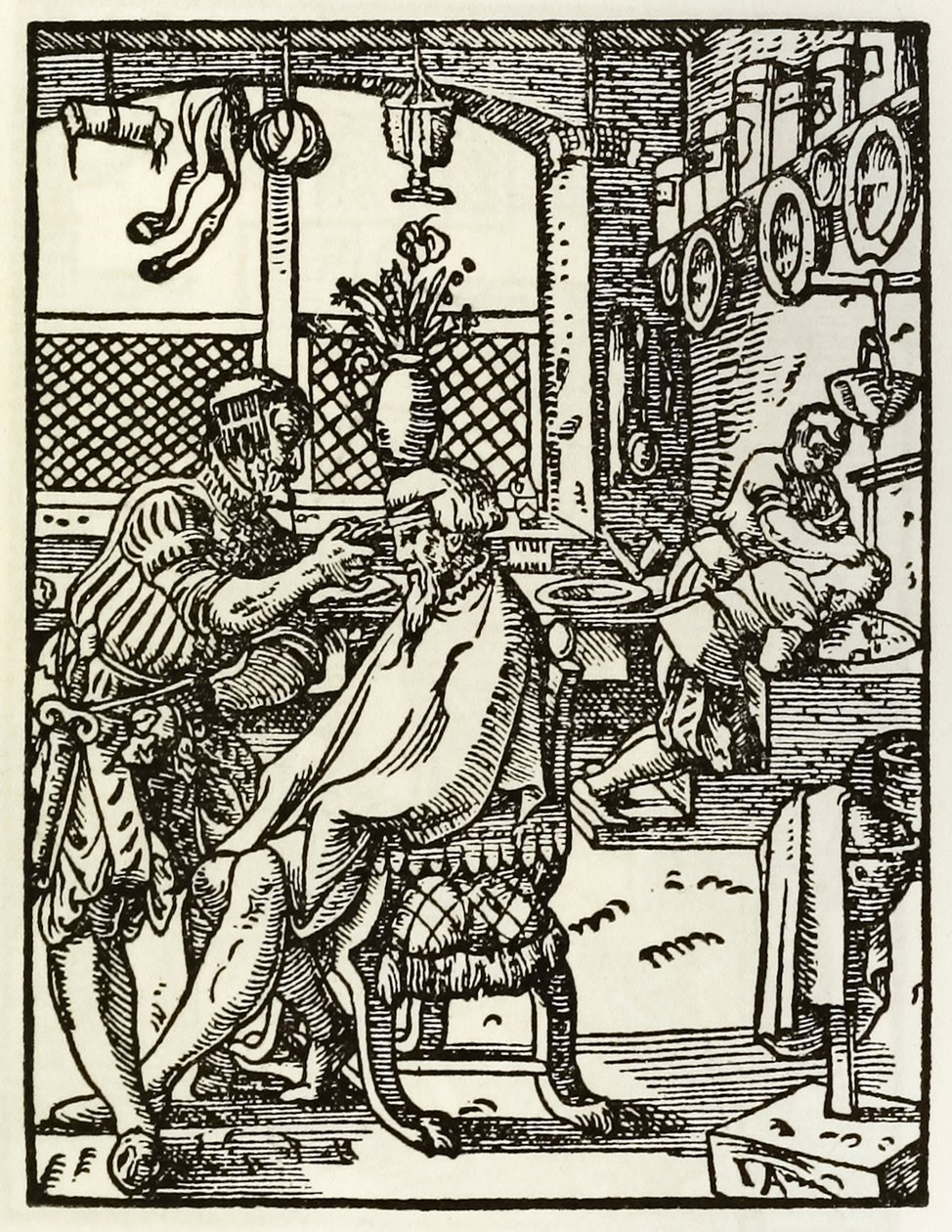 Los barberos de una serie que representa ocupaciones y oficios publicada por primera vez en Das Ständebuch 1568 en Frankfurt, Alemania de Jost Amman