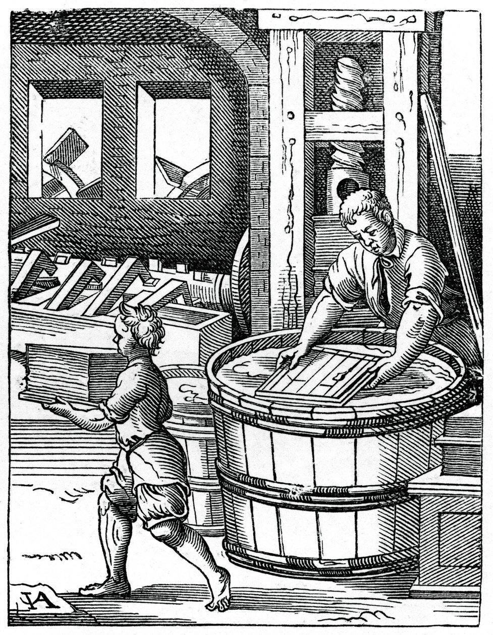 El fabricante de papel, siglo XVI, 1870 de Jost Amman