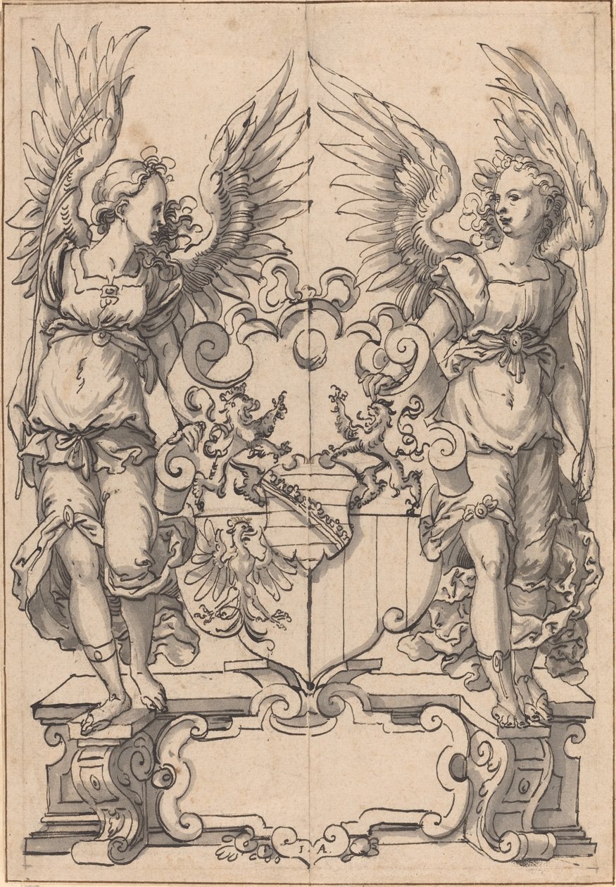 Dos Ángeles Sosteniendo un Escudo de Armas de Jost Amman