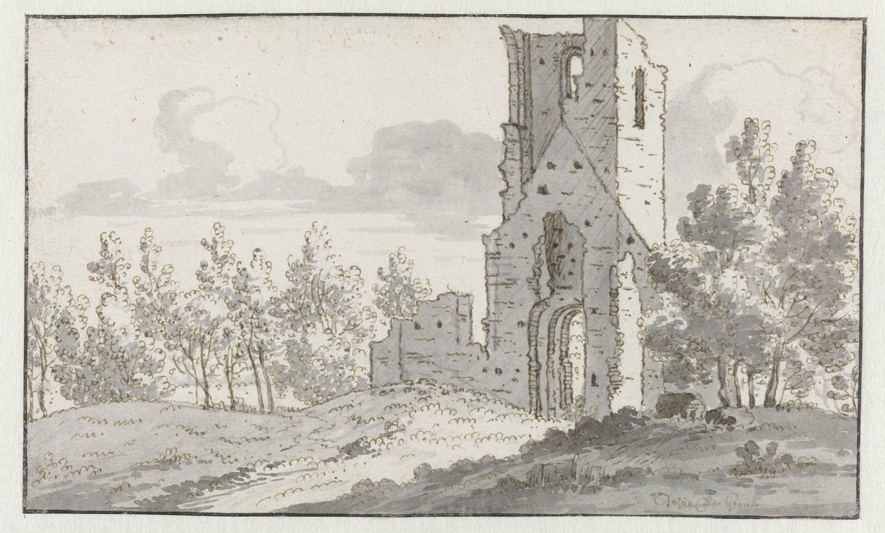La ruina de la capilla de Eik en Duinen cerca de La Haya de Josua de Grave