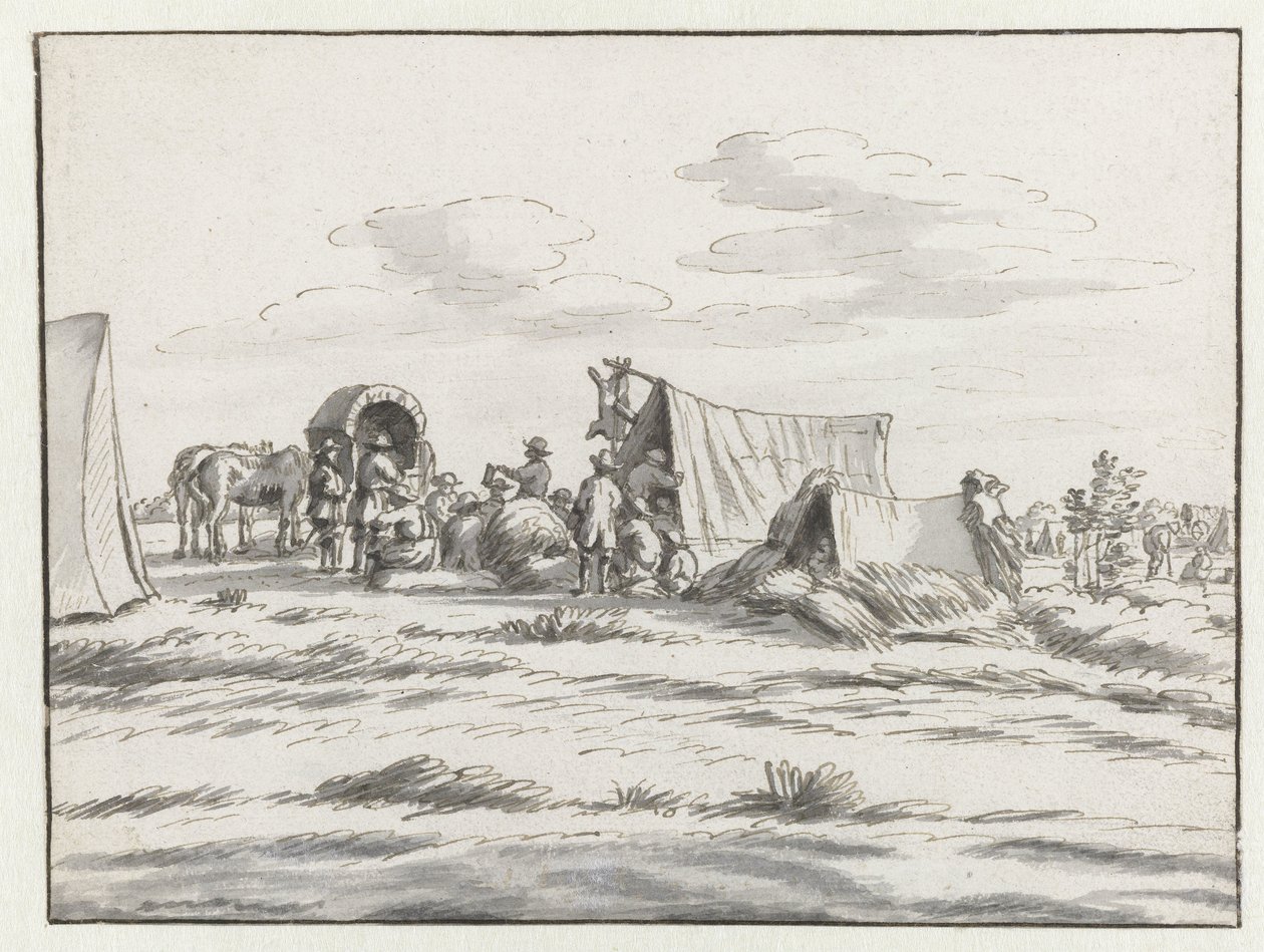 Vista de un campamento del ejército de Willem III cerca de Lovaina de Josua de Grave