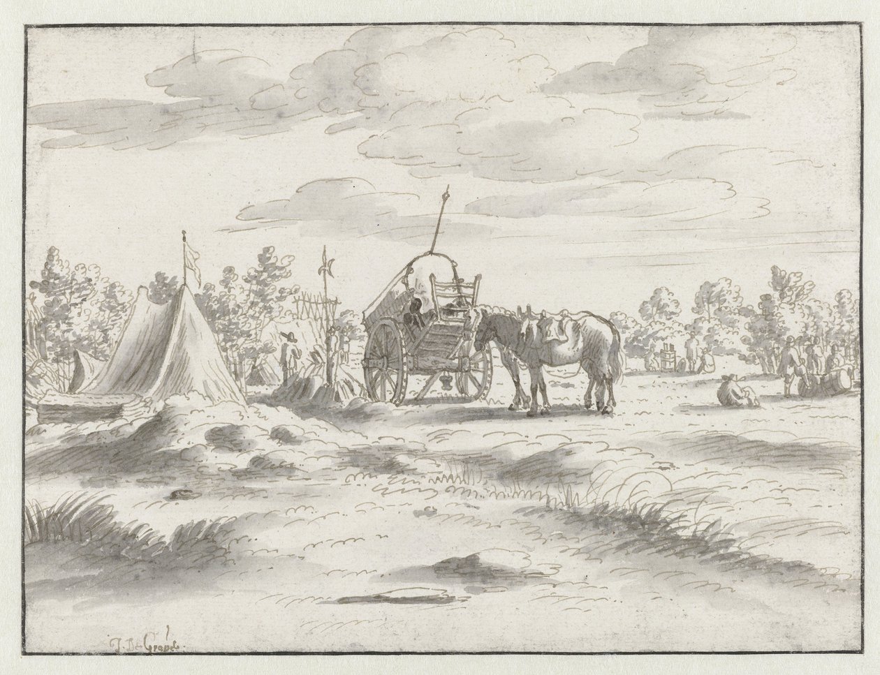 Vista de un campamento del ejército de Willem III cerca de Lovaina de Josua de Grave
