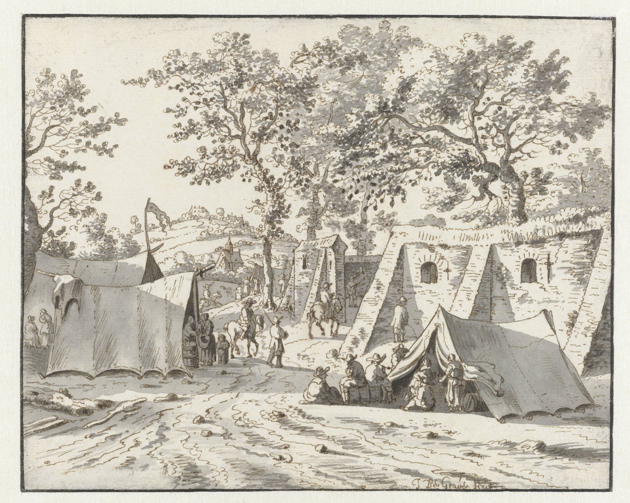 Vista de un campamento del ejército de Willem III cerca de Lovaina de Josua de Grave