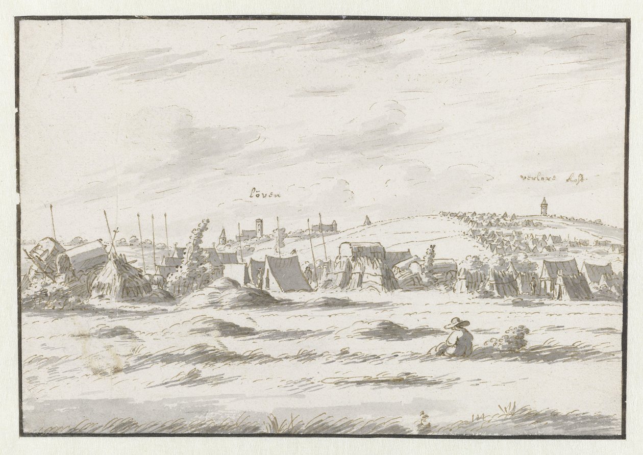 Vista de un campamento del ejército de Willem III cerca de Lovaina de Josua de Grave