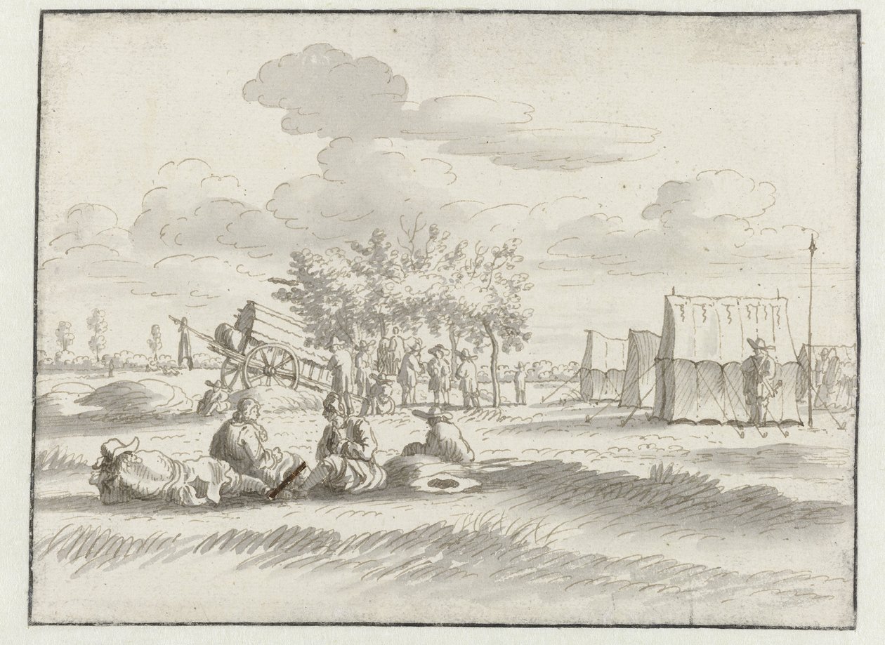 Vista de un campamento del ejército de Willem III cerca de Lovaina de Josua de Grave