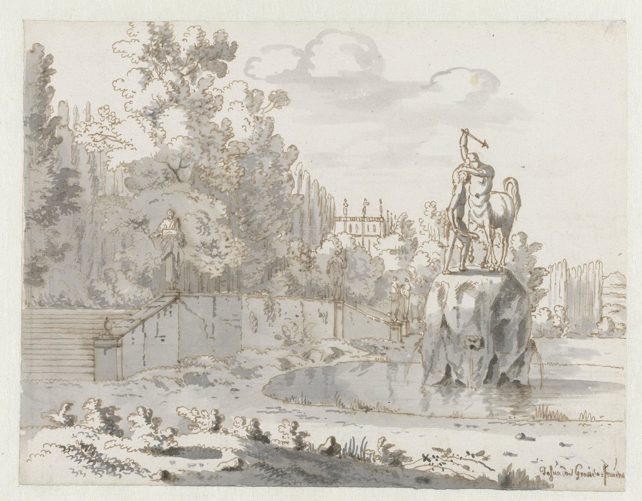 Vista de un jardín a la italiana de Josua de Grave