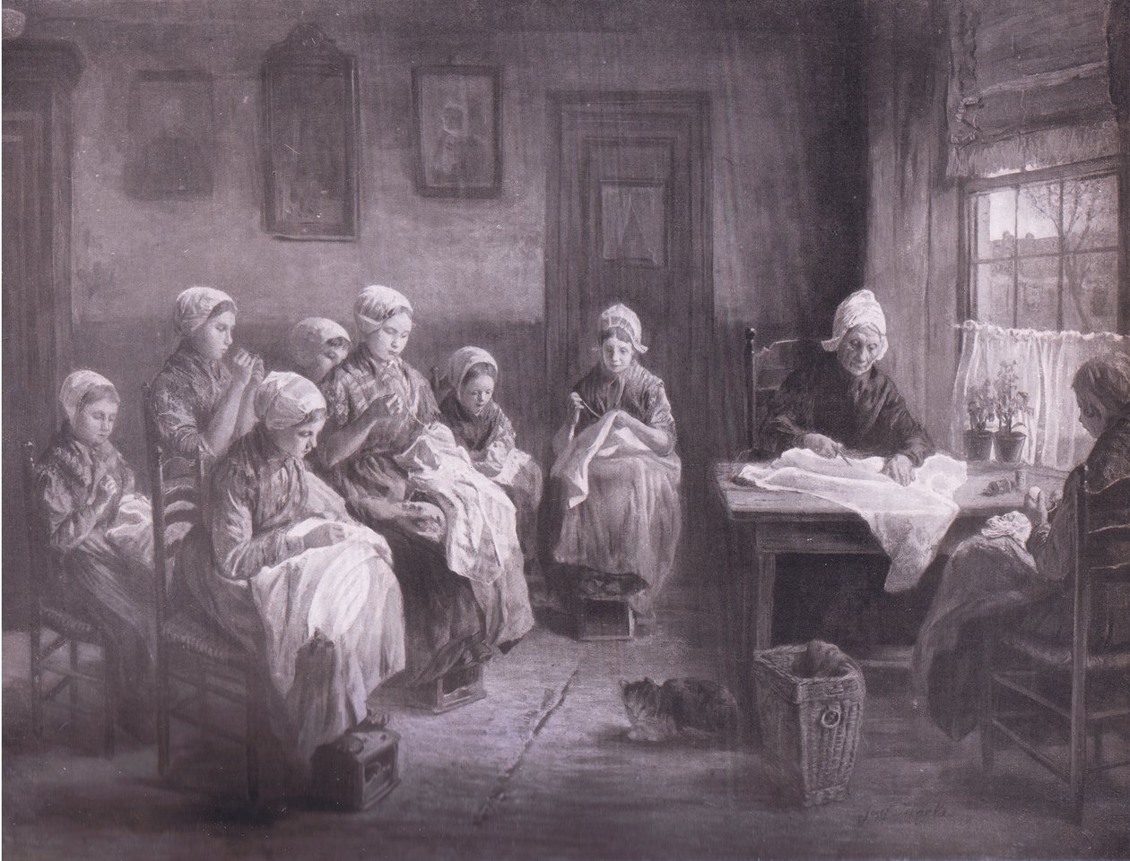 La escuela de costura en Katwyk, Bibbys Annual, 1916-1917 de Jozef Israëls