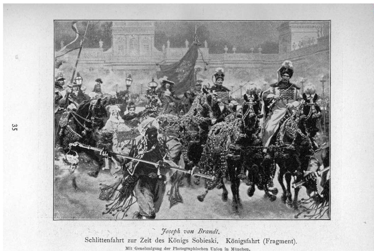 Paseo en trineo en tiempos del Rey Sobieski. Paseo real (Fragmento) de Jozef Brandt